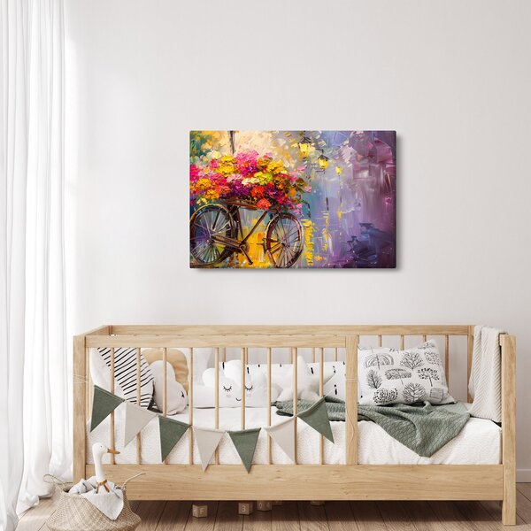 Slika - Kotač s cvijećem (90x60 cm)
