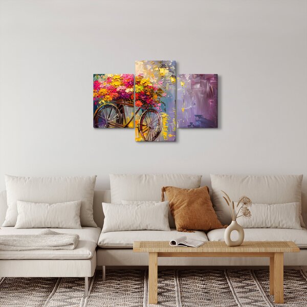 Slika - Kotač s cvijećem (90x60 cm)