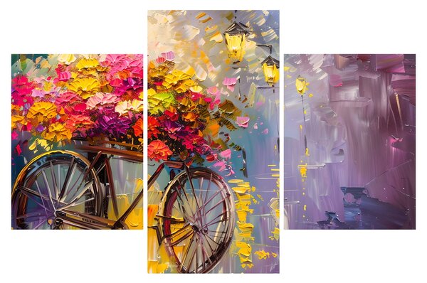 Slika - Kotač s cvijećem (90x60 cm)