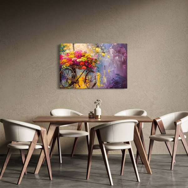 Slika - Kotač s cvijećem (90x60 cm)