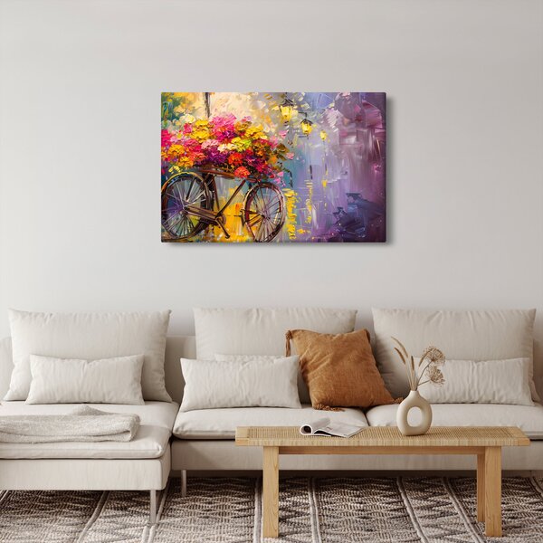Slika - Kotač s cvijećem (90x60 cm)