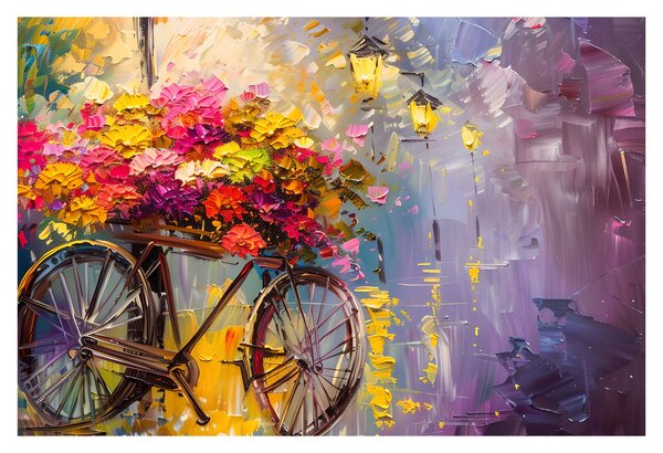 Slika - Kotač s cvijećem (90x60 cm)