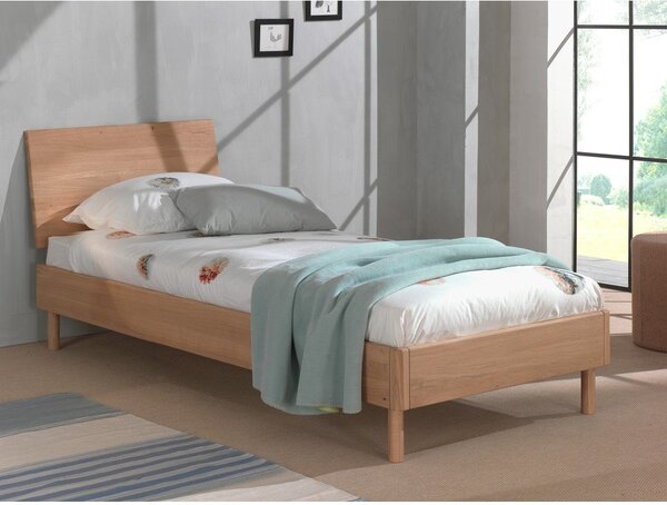 Krevet od punog hrasta s podnicom 90x200 cm u prirodnoj boji Forrest – Vipack