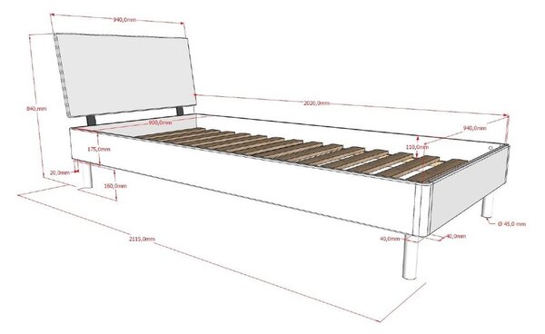 Krevet od punog hrasta s podnicom 90x200 cm u prirodnoj boji Forrest – Vipack