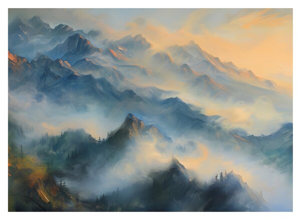 Slika - Naslikan planinski pejzaž (70x50 cm)