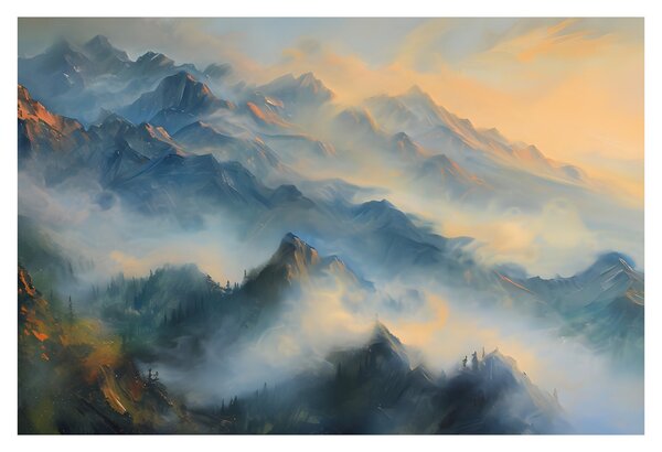 Slika - Naslikan planinski pejzaž (90x60 cm)
