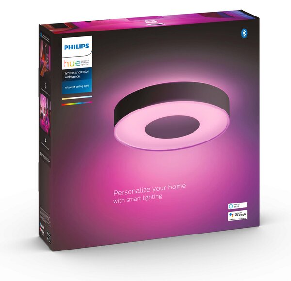 Stropne Svjetiljka Philips Hue, Philips Hue, prigušiv, Crno, Dnevna soba, Metal, Moderan