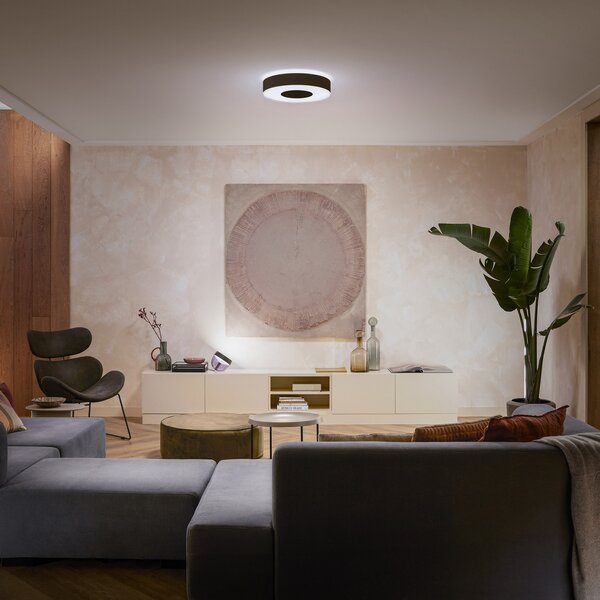 Stropne Svjetiljka Philips Hue, Philips Hue, prigušiv, Crno, Dnevna soba, Metal, Moderan