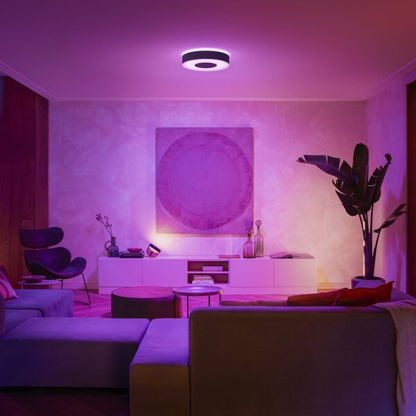 Stropne Svjetiljka Philips Hue, Philips Hue, prigušiv, Crno, Dnevna soba, Metal, Moderan
