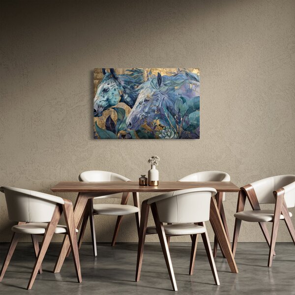 Slika - Konji sa zlatnom pozadinom (90x60 cm)