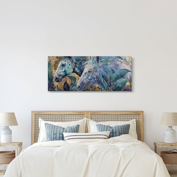 Slika - Konji sa zlatnom pozadinom (120x50 cm)