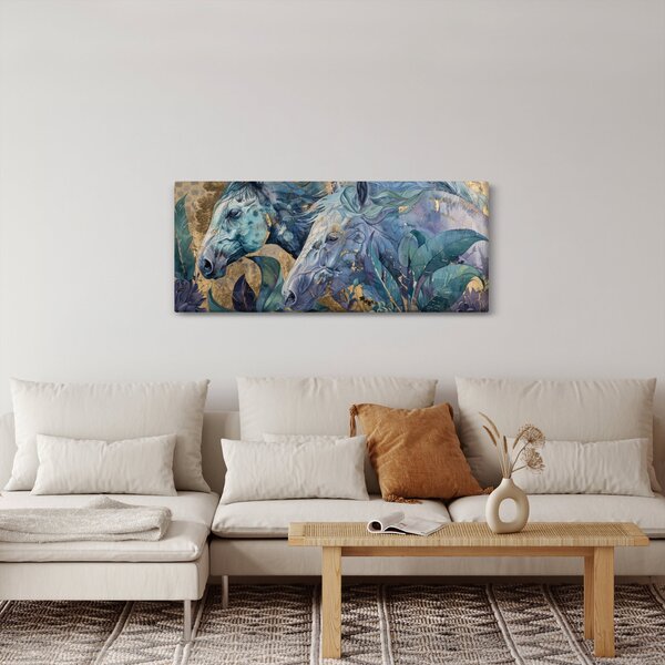 Slika - Konji sa zlatnom pozadinom (120x50 cm)