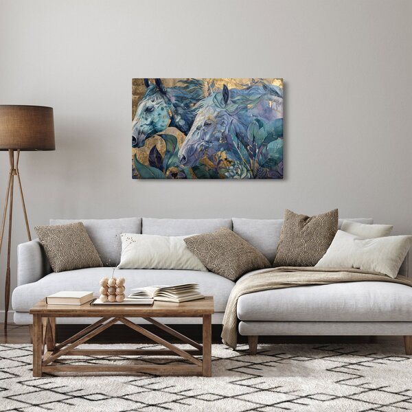 Slika - Konji sa zlatnom pozadinom (90x60 cm)