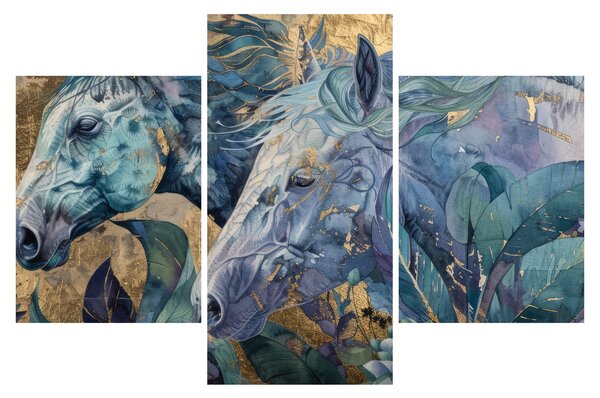 Slika - Konji sa zlatnom pozadinom (90x60 cm)
