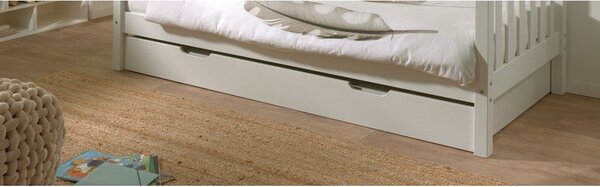 Bijeli dječji krevet od masivnog bora s dodatnim ležajem s podnicom 90x200 cm Margrit – Vipack