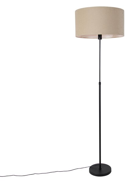 Podna lampa crna podesiva sa sjenilom svijetlo smeđa 50 cm - Parte