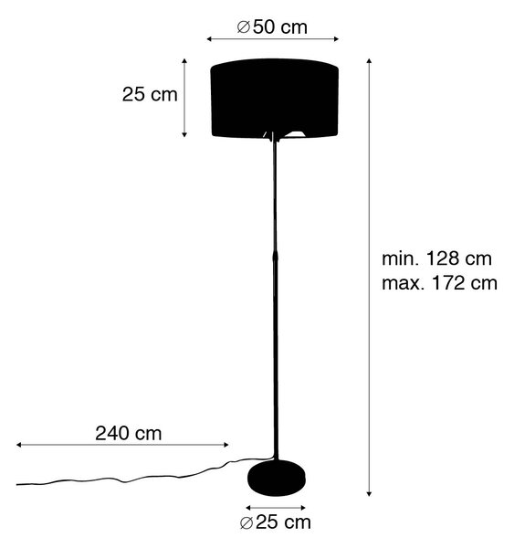 Podna lampa crna podesiva sa sjenilom svijetlo smeđa 50 cm - Parte