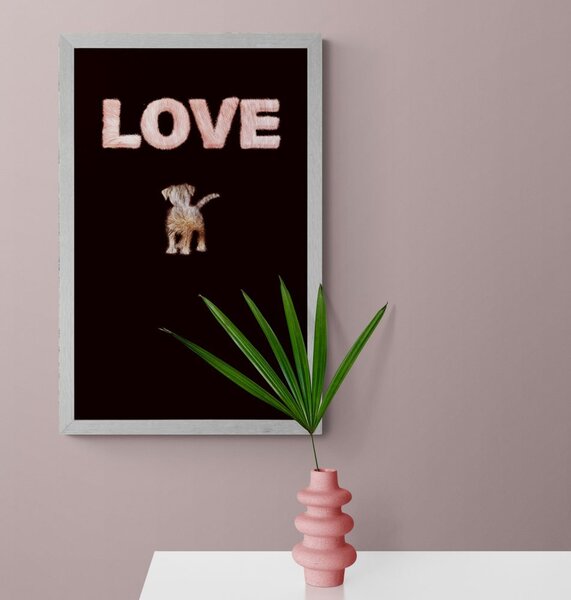 Plakat psić s natpisom Love