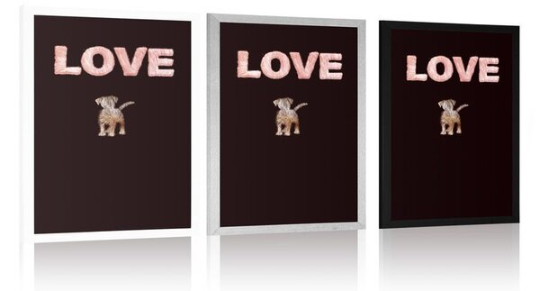 Plakat psić s natpisom Love