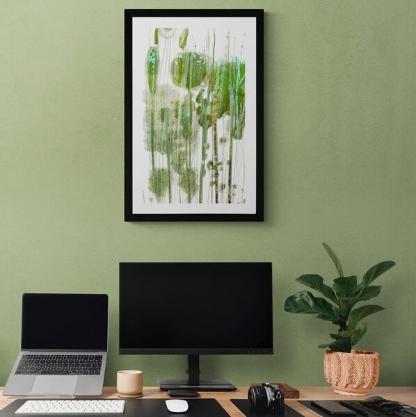 Plakat s paspartuom zelena apstrakcija stabala
