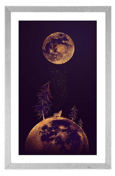 Plakat s paspartuom tajanstvena šuma u carstvu planeta