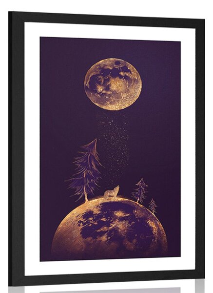 Plakat s paspartuom tajanstvena šuma u carstvu planeta