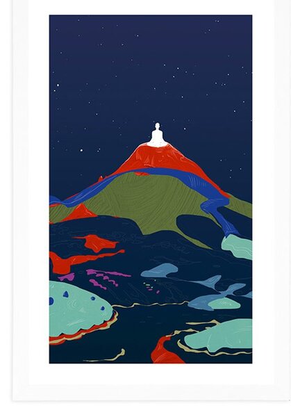 Plakat s paspartuom meditacija Buddhe na vrhu