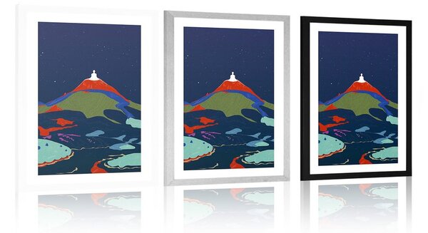 Plakat s paspartuom meditacija Buddhe na vrhu