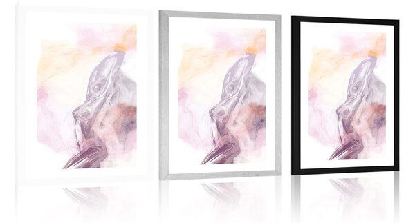 Plakat s paspartuom pastelna silueta žene