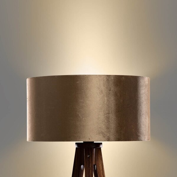 Podna lampa na tronošcu od orahovog drva s brončanom plišanom nijansom 50 cm - Tripod Classic