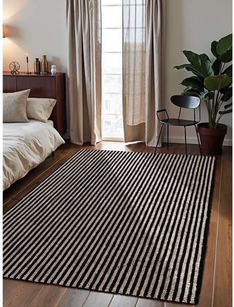 Crni ručno rađen juten tepih 160x230 cm Harvest Ebony – Elle Decoration