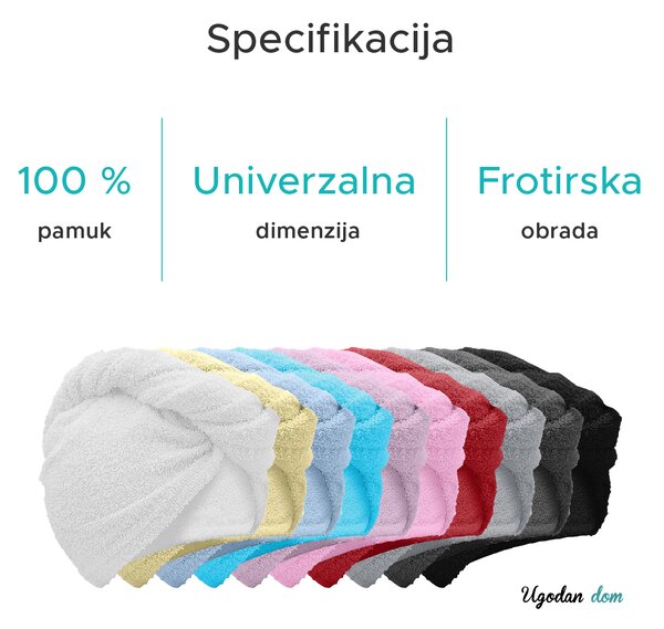 Turban za kosu od frotira koji se brzo suši crveni, 100% pamuk