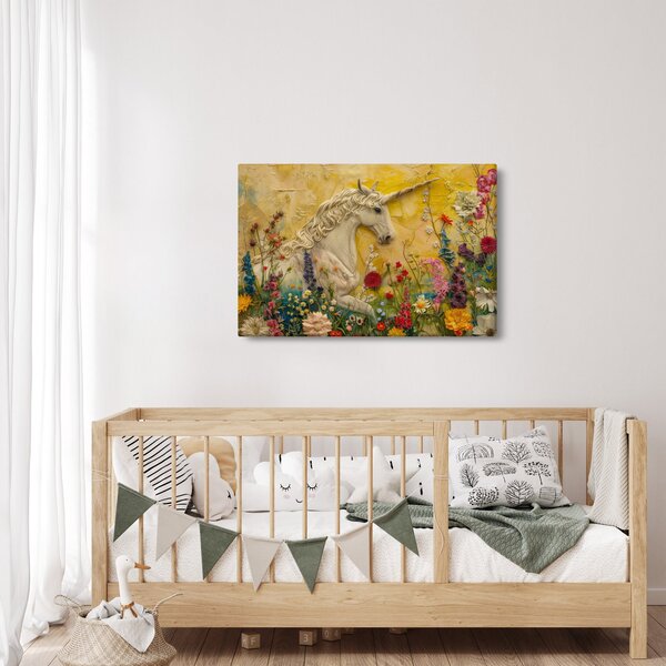 Slika - Jednorog s cvijećem (90x60 cm)