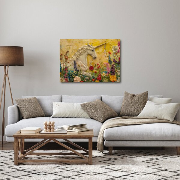 Slika - Jednorog s cvijećem (70x50 cm)
