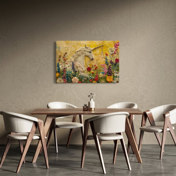 Slika - Jednorog s cvijećem (90x60 cm)
