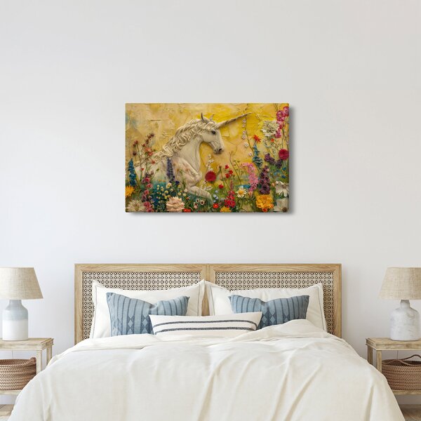 Slika - Jednorog s cvijećem (90x60 cm)