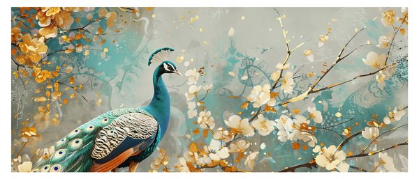 Slika - Paun sa zlatnim ukrasom (120x50 cm)