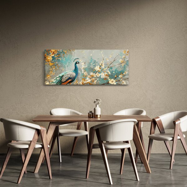 Slika - Paun sa zlatnim ukrasom (120x50 cm)