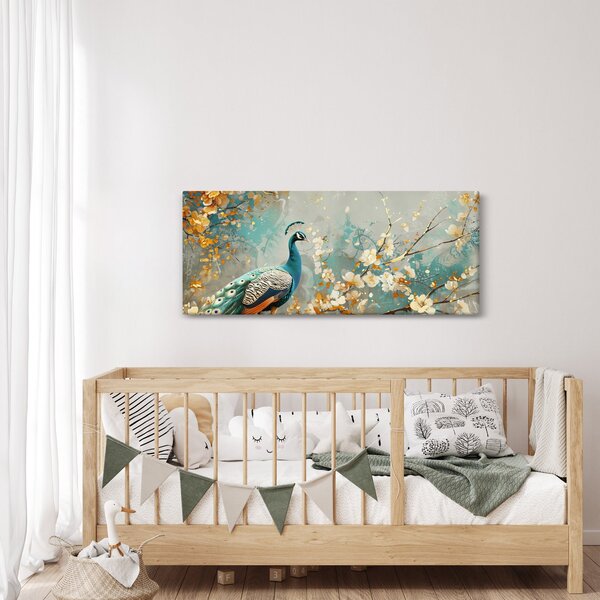 Slika - Paun sa zlatnim ukrasom (120x50 cm)