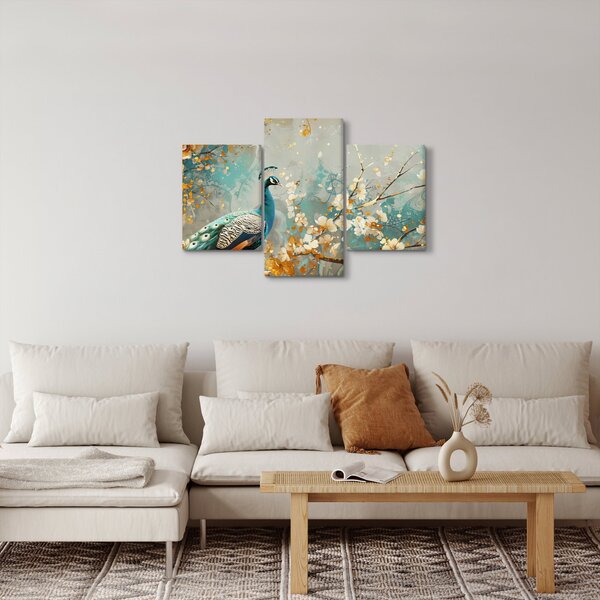 Slika - Paun sa zlatnim ukrasom (90x60 cm)