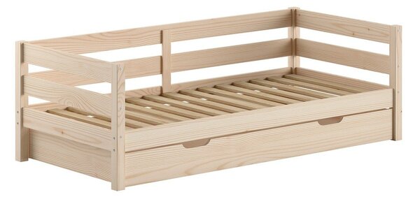 Dječji krevet od masivnog bora s dodatnim ležajem s podnicom 90x200 cm u prirodnoj boji Margrit – Vipack