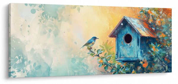 Slika - Kućica za ptice, akvarel (120x50 cm)