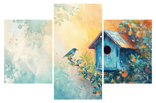 Slika - Kućica za ptice, akvarel (90x60 cm)