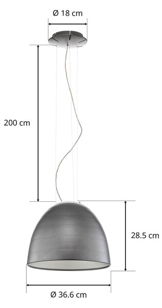 Viseće Svjetiljka Artemide, Nur Mini, prigušiv, Crno, Dnevna soba, Metal, Dizajn