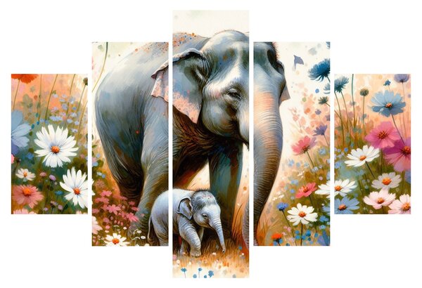 Slika - Mama slonica, akvarel (150x105 cm)