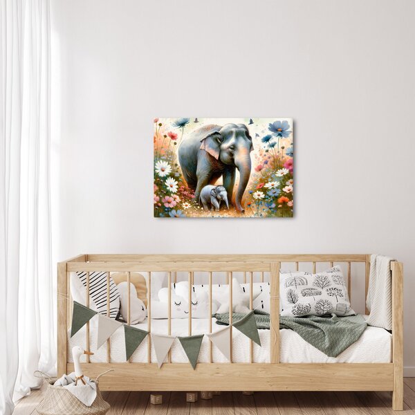 Slika - Mama slonica, akvarel (70x50 cm)