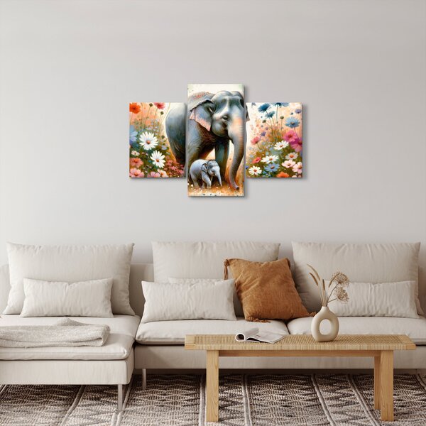 Slika - Mama slonica, akvarel (90x60 cm)