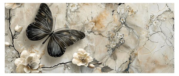 Slika - Mramorna pozadina s leptirima (120x50 cm)
