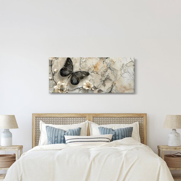 Slika - Mramorna pozadina s leptirima (120x50 cm)