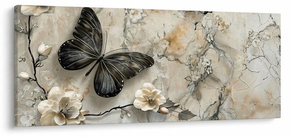 Slika - Mramorna pozadina s leptirima (120x50 cm)